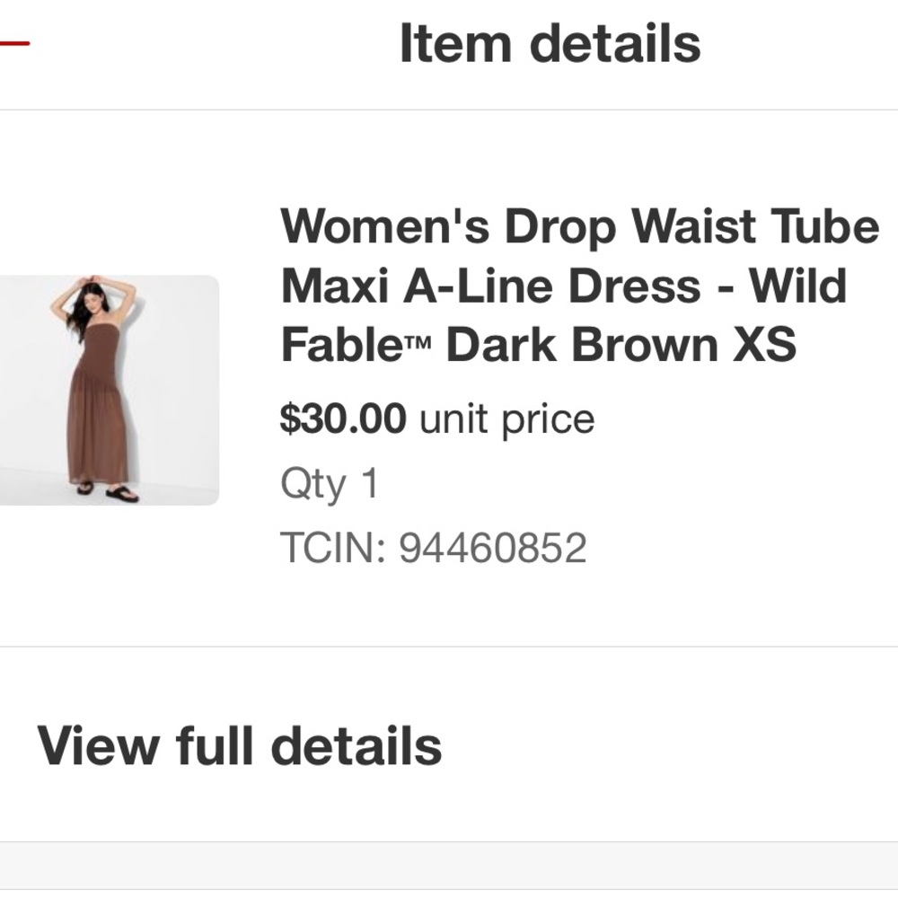 Wild Fable - Women's Drop Waist Tube
Maxi A-Line Dress - Dark Brown XS - NEW